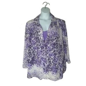 White Stag purple floral long sleeve 2fer 4x